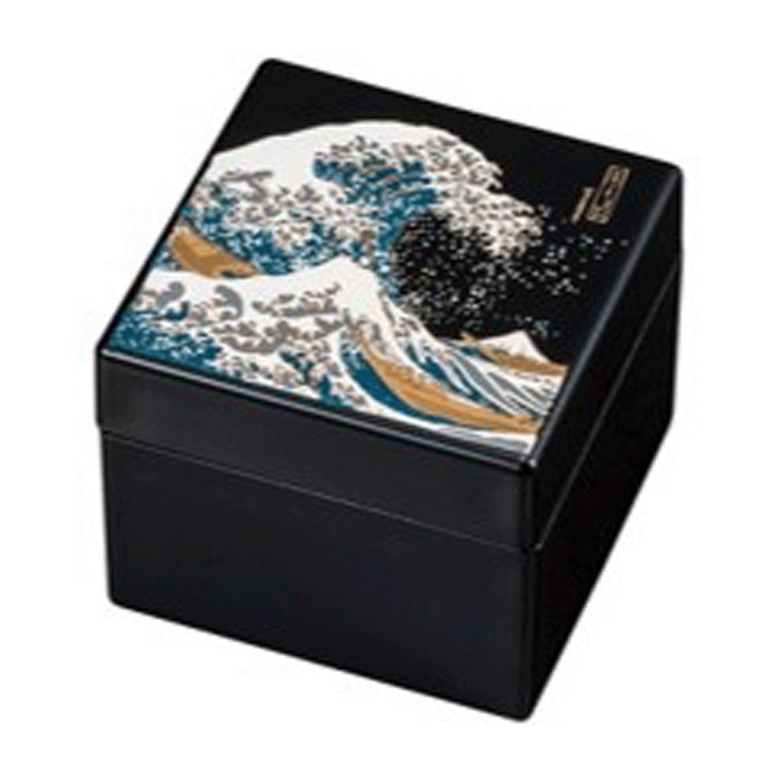 Music Box Lacquerware Square Jewelry Box Wave Black