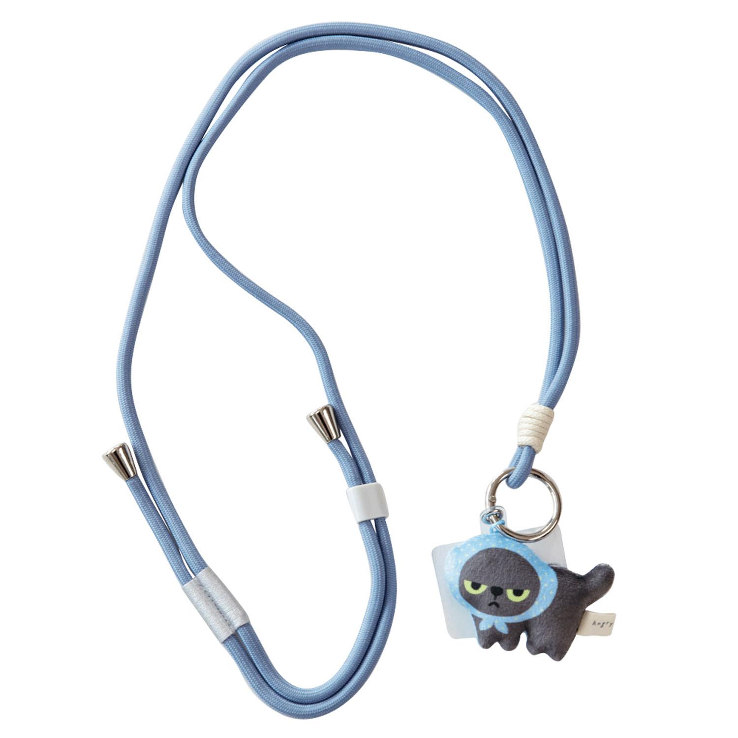 Angry Machiko Travel Mobile Strap Sky Blue