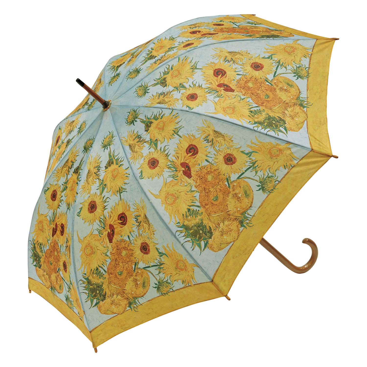 Famous Painting Wooden Pole Jump Long Umbrella 32 Van Gogh Sunflowers 2