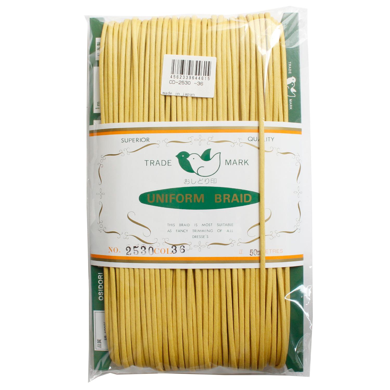 Ichii Shoten Wax Cord Dia 3mm x 50m Roll Yellow CD2530-36