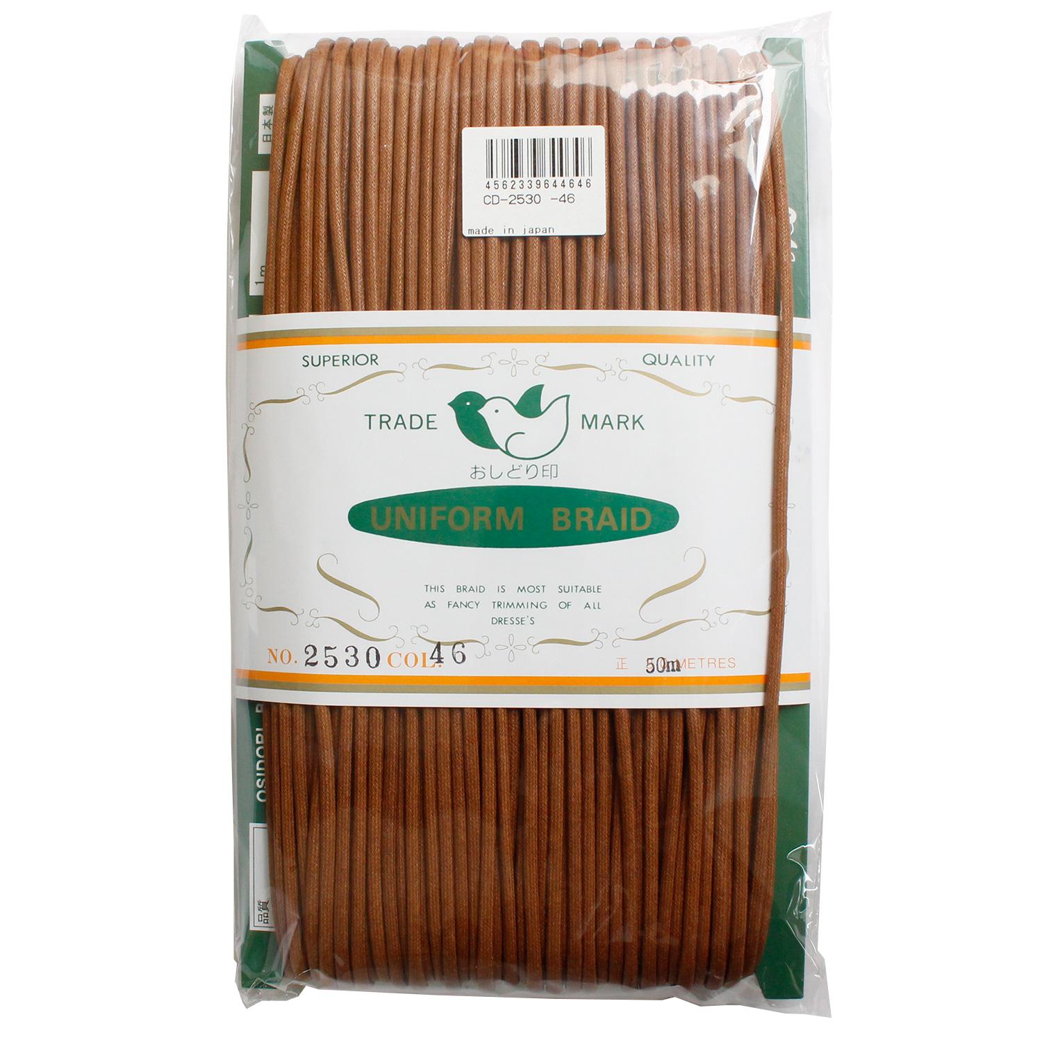 Ichii Shoten Wax Cord Dia 3mm x 50m Roll Reddish Brown CD2530-46