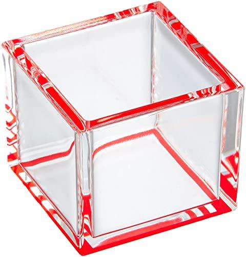 Yamaco Youbi Commercial Mini Clear Masu (approx. 4.9 x 4.9 x H4.1cm) Red For hotels, ryokans, and restaurants yamaco26982