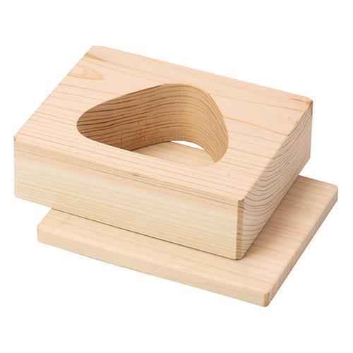Yamaco Ryobi Enjoying Coolness Tableware Hinoki Rice Ball De-molding Board 1 Hole with Base Board Natural material texture Japanese hospitality item yamaco06316