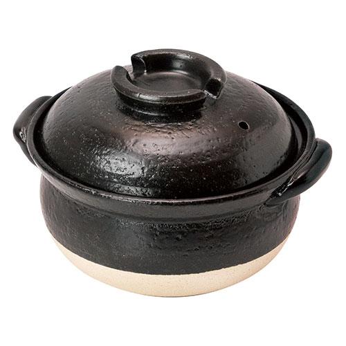 Yamaco Ryubi Tableware to Enjoy Coolness Rice Pot Double Lid Tenmoku Glossy Black 2-Serving Cook Fluffy Delicious Rice in a Pot yamaco21711
