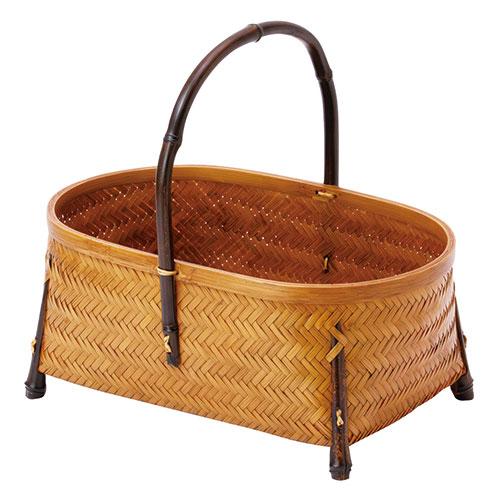 Yamaco Ryobi Enjoying Coolness Tableware Superior Bamboo Craft Handled Long Rectangular Basket Natural material texture Japanese hospitality item yamaco22744
