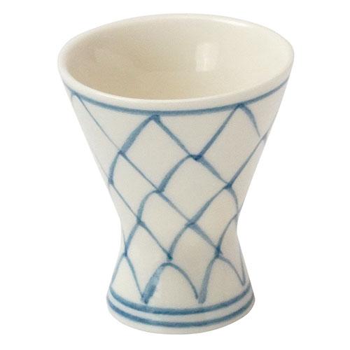 Yamaco Ryobi Enjoying Coolness Tableware Tsuzumi Pedestal Appetizer Bowl Hand-Painted Net Tsuzumi Shape Can Also Be Used as an Ochoko Sakazuki yamaco29236