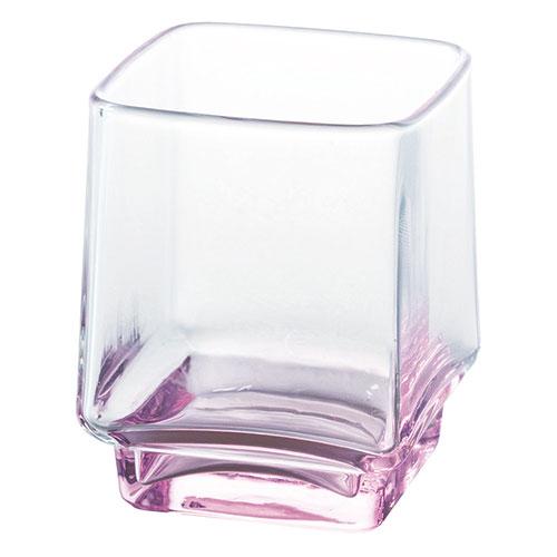 Yamaco Ryobi Enjoying the Cool Tableware Square Glass Appetizer Bowl Peach Showa Retro Glass Small Bowl yamaco29251