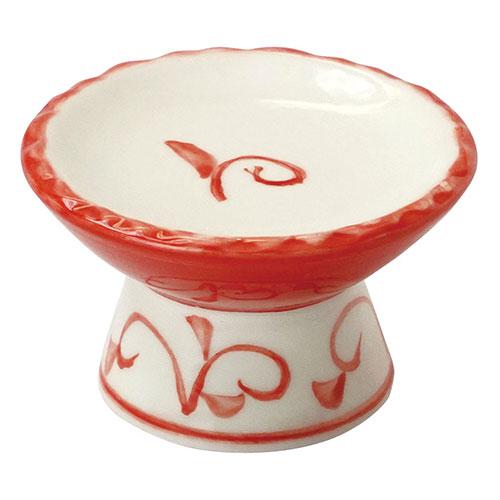 Yamaco Ryobi Tableware for Enjoying Coolness - Hand-Painted High-Footed Delicacy Dish, Vermilion, Large Size, Hand-Painted Design High-Footed Small Bowl yamaco29354