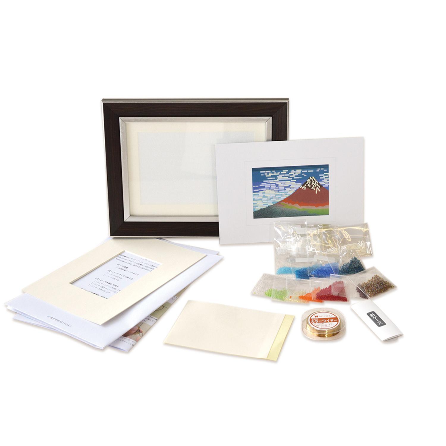 MIYUKI “+beads MUSEUM” Craft Kit + Special Frame Set: Katsushika Hokusai, “Clear Sky with a Southerly Breeze” MK001-1