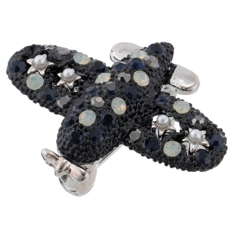 Airplane Brooch Black