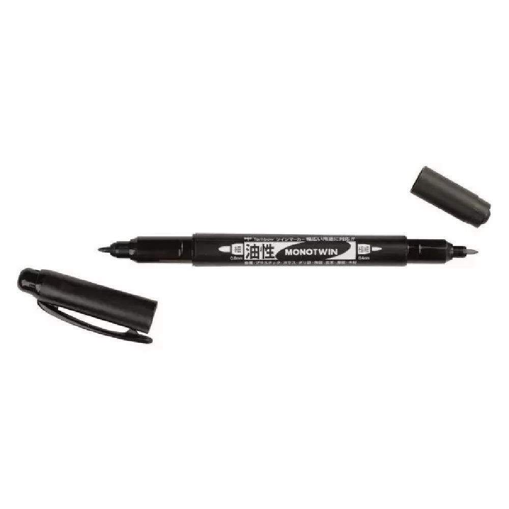 Oil-based Sign Pen Mono Twin Ultra Fine E Black ●Quantity: 1 pen ●Dimensions: Max width 16mm × Total length 141mm ●Weight: 9g ●Line width: Extra fine 0.4 / Fine 0.8 mm ●Length: 141 mm ●Ink type: Oil-based ●Material: Barrel & cap > Recycled PP resin, Pen tip = PMMA fiber (Fine) / POM resin (Extra fine)