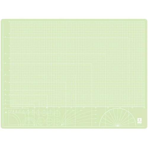 透明切割垫●数量：1张●本体尺寸：纵450×横600×厚2mm●规格：A2尺寸●方格刻度：表面5mm（背面为素面）●背面亦可使用●材质：烯烃系树脂