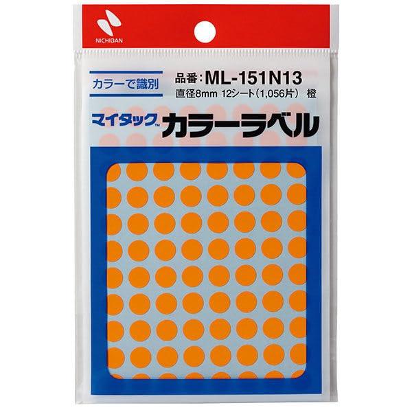 迈塔克彩色标签　橙 ●入数：1卷12张 ●本体尺寸：宽97×深4×高150mm ●重量：17.6g ●材质：基材＝涂布纸，粘合剂＝丙烯酸系，离型纸＝无聚酯覆膜纸